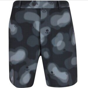 NWT G/FORE Mens Maverick 8" Golf Shorts Skull Print Onyx Blur Camo Black Size 36